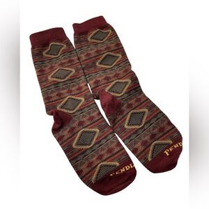 Pendleton Maroon Multicolor Geometric Pattern Socks